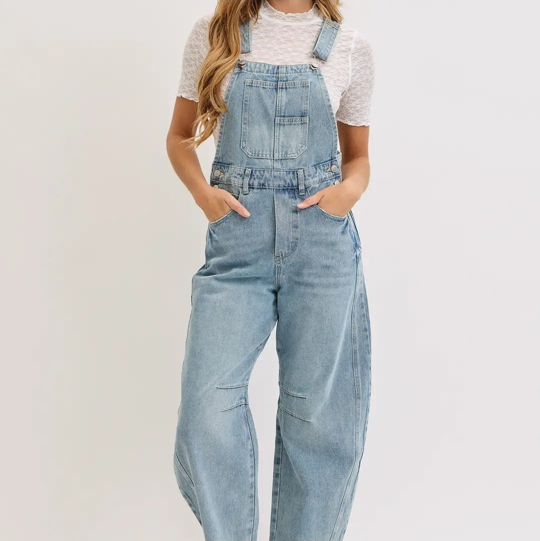 Barrel-Leg Denim Jumpsuit image 0