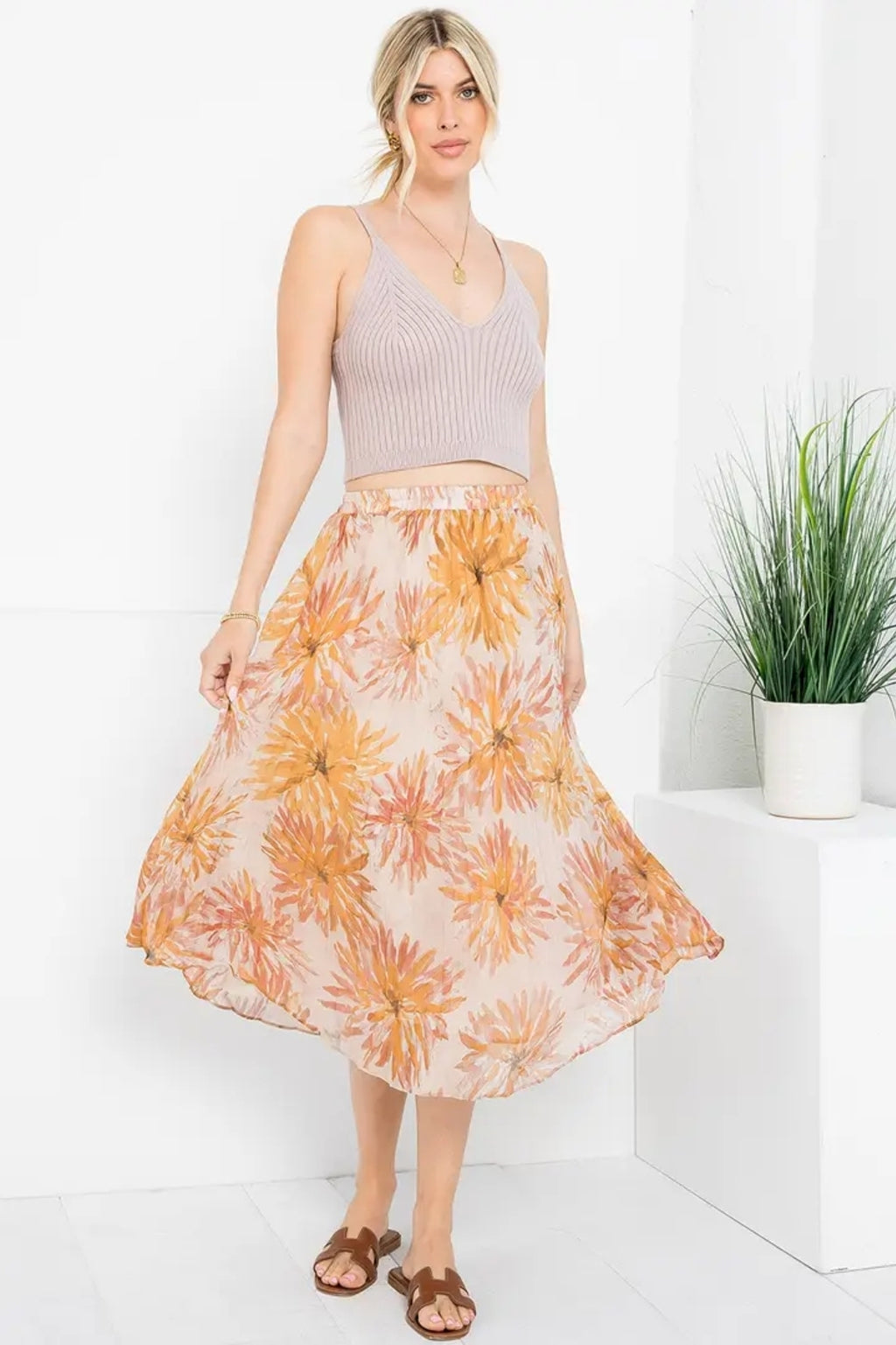 Pleated Floral Skirt image 2