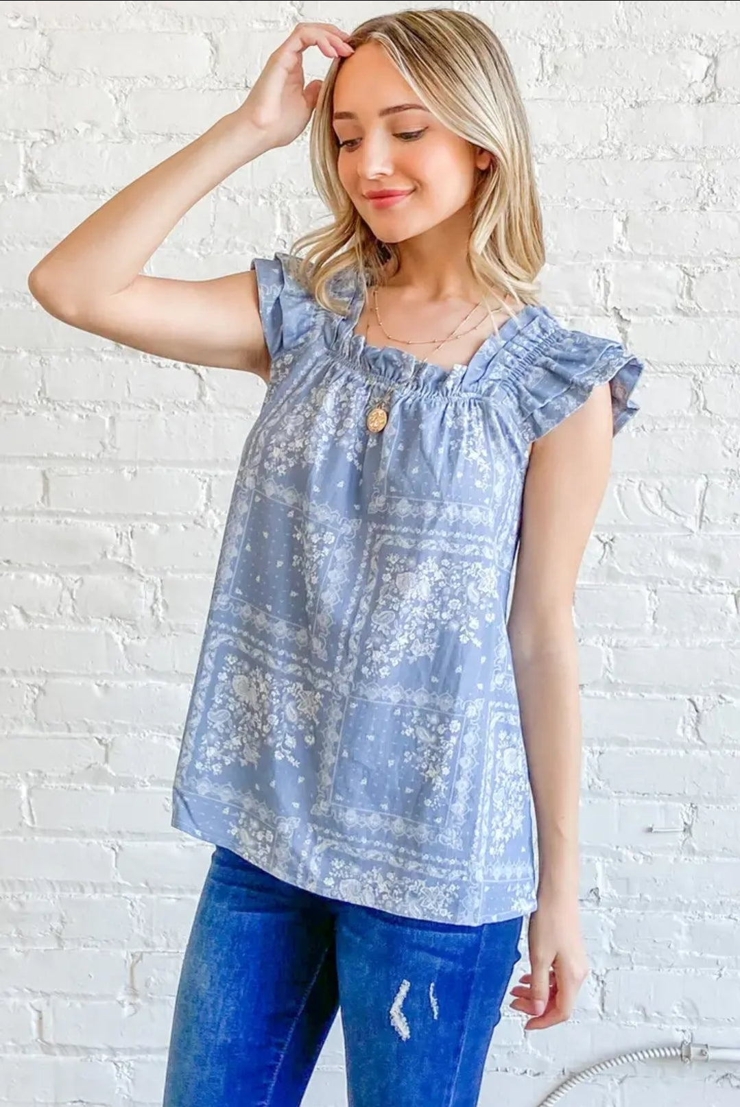 Boho Rayon Linen Ruffle Baby Doll Tank Top image 0