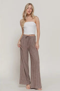 Waistband with String Crinkle Knit Long Pants image 0