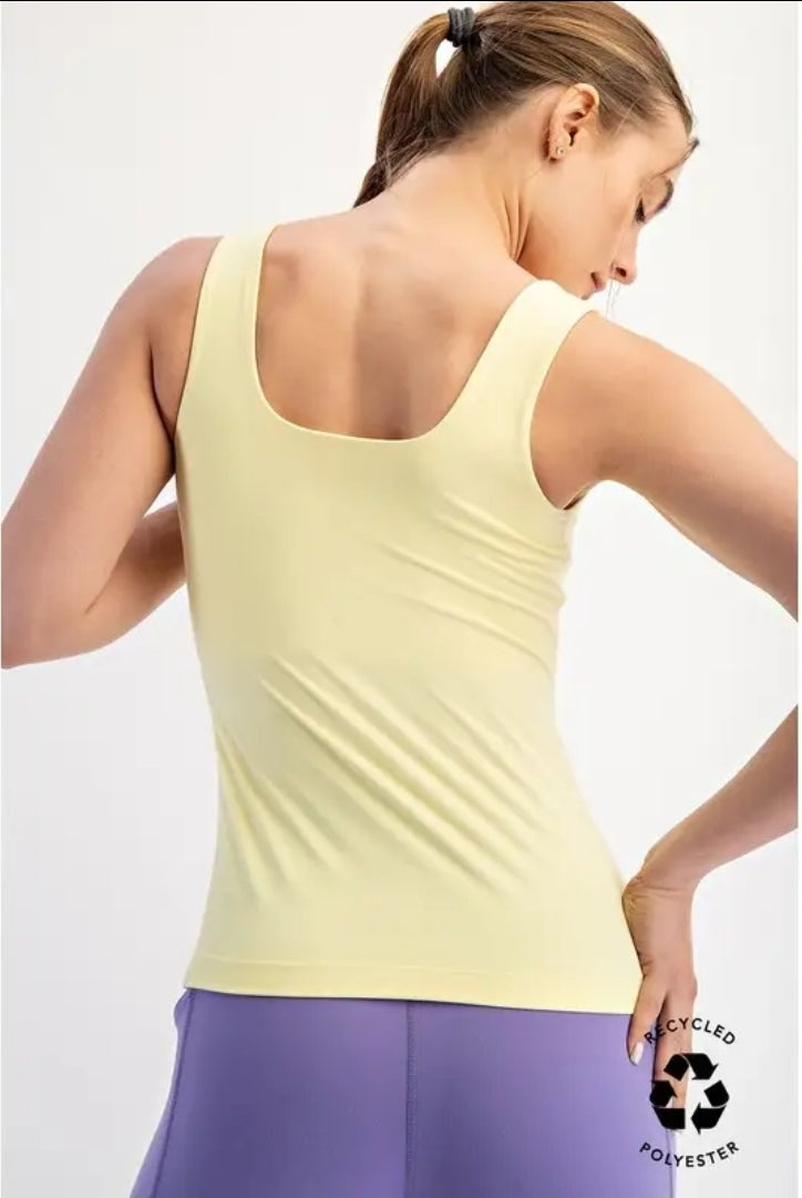 SQUARE Neck Sleeveless Butter Fabric Tank Top image 1