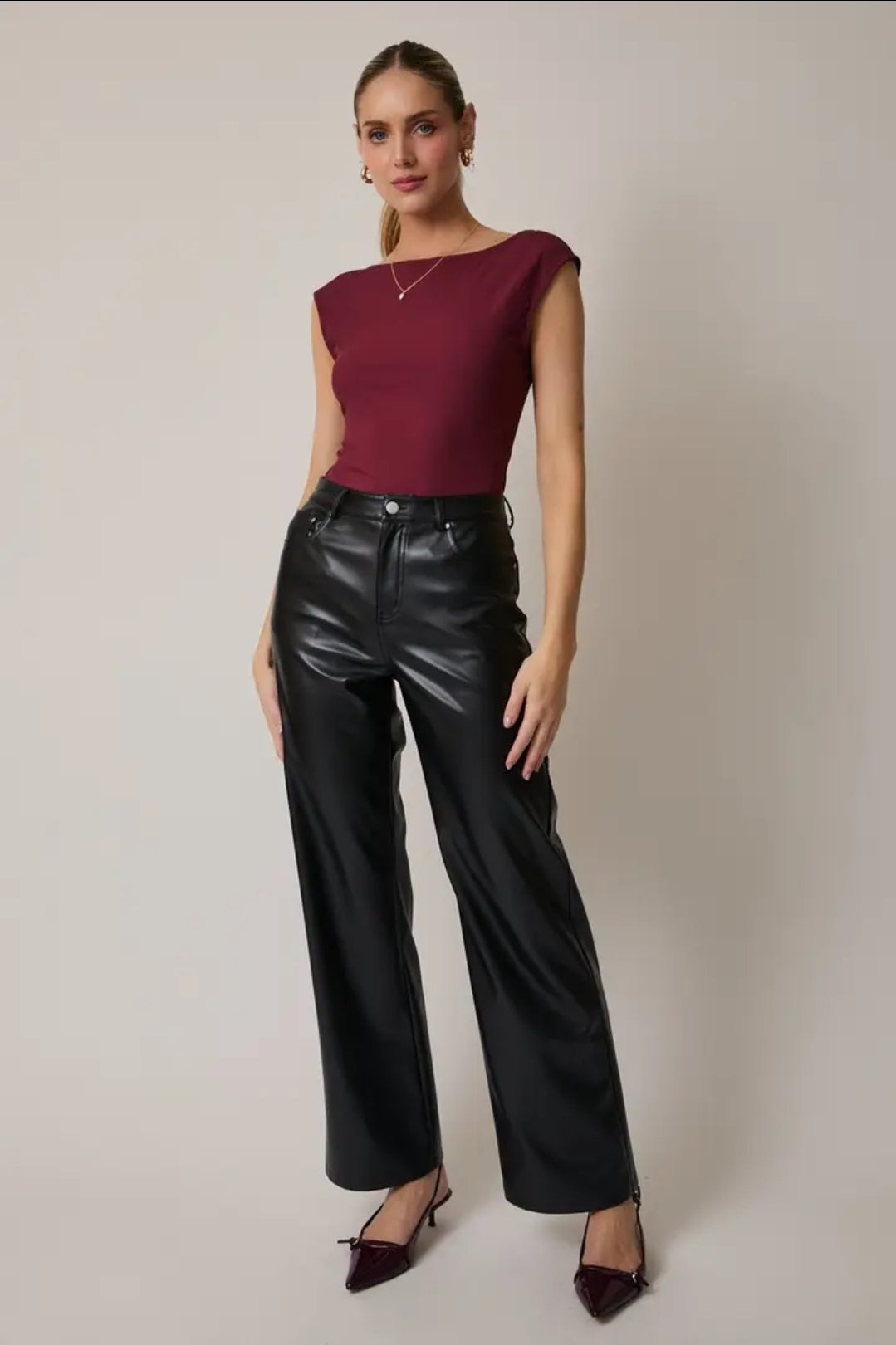 Boat Neck Sleeveless Open Back Bodysuit image 3