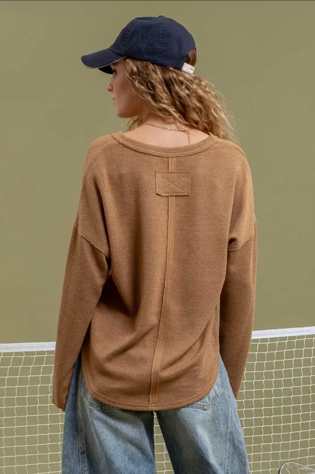 Solid Notch Neck Knit Top image 6