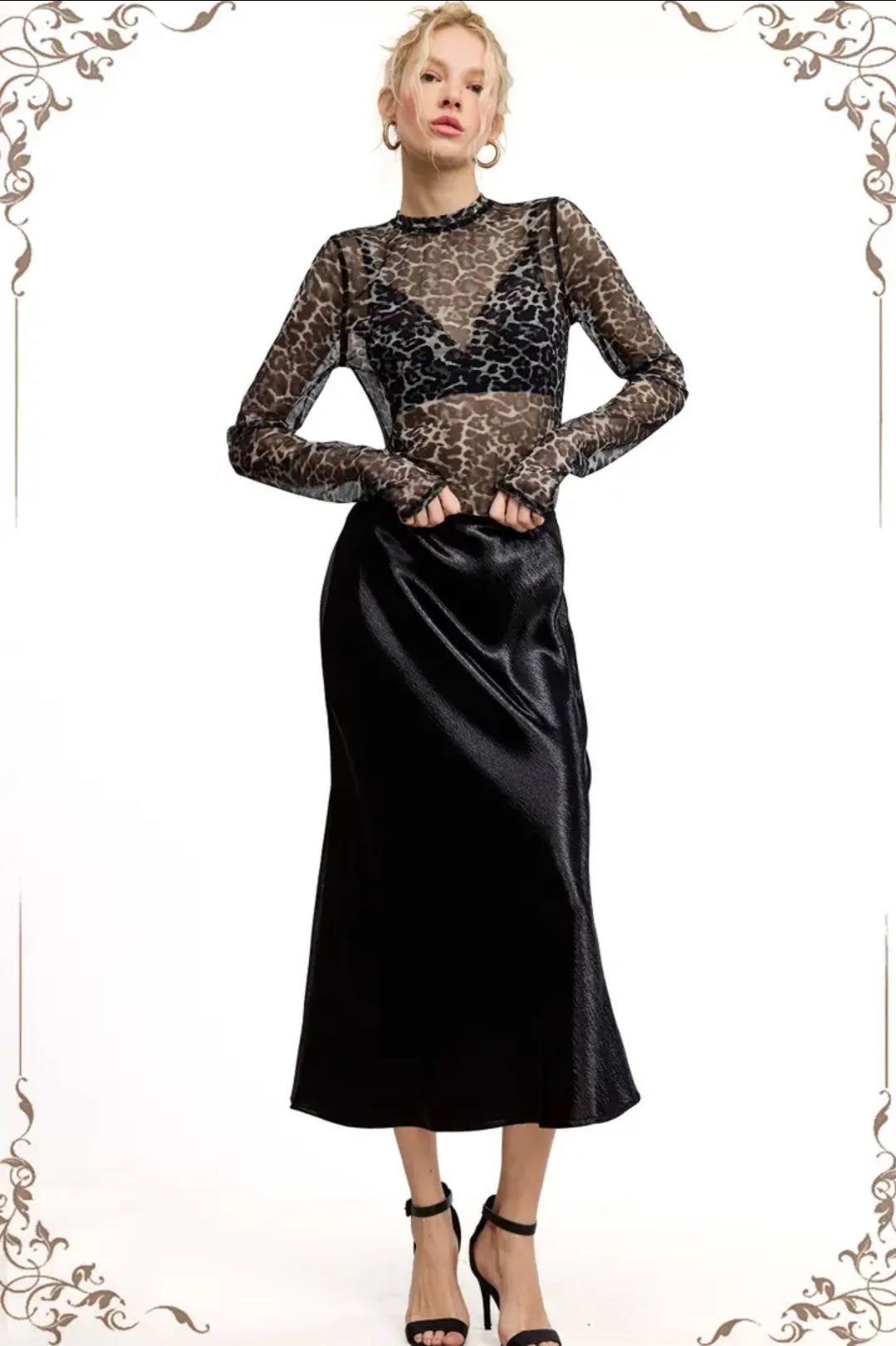 Dressy Satin Long Panel Silhouette Skirt image 0