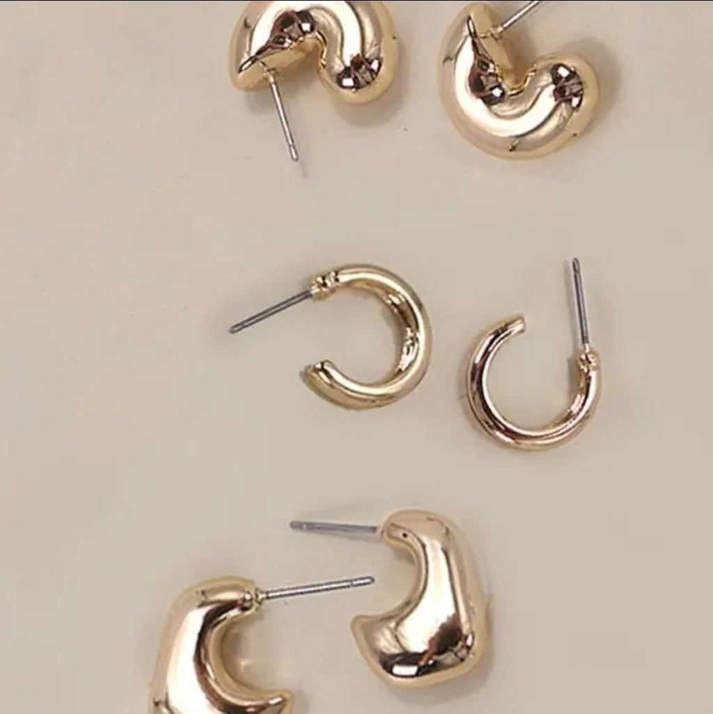 Bubble Hoop Huggie Trio Earrings image 1
