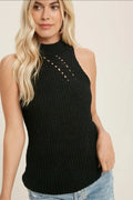 High Neck Knitted Sleeveless Top image 0