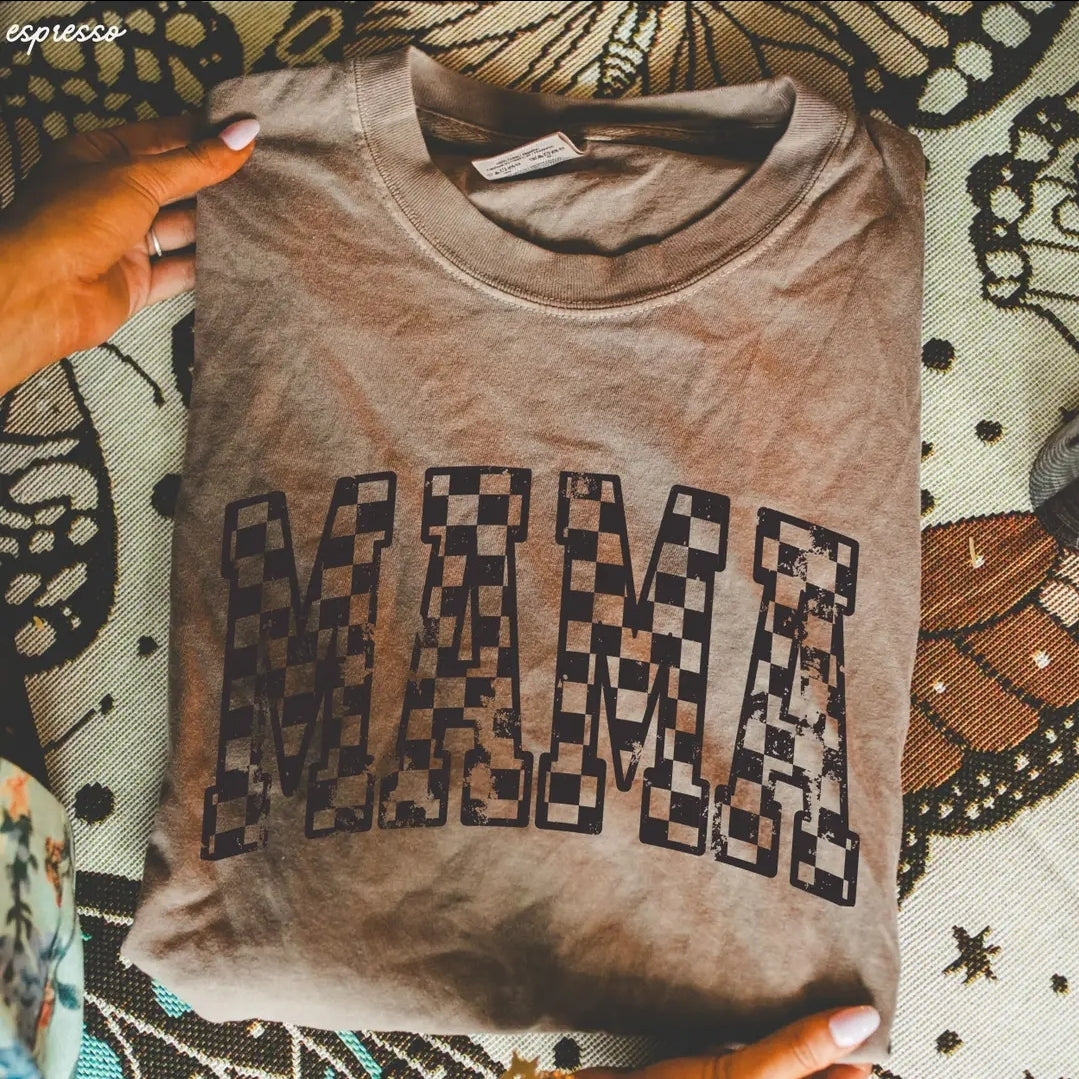 Mama Outline Checkered Tee image 0
