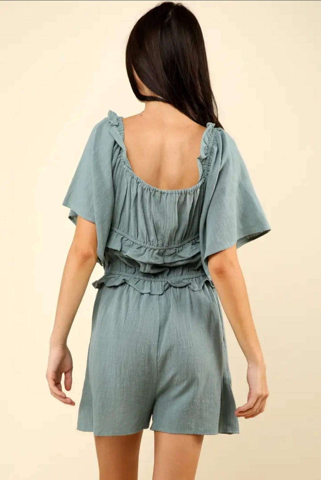 Sweetheart Neckline Casual Solid Woven Romper image 9