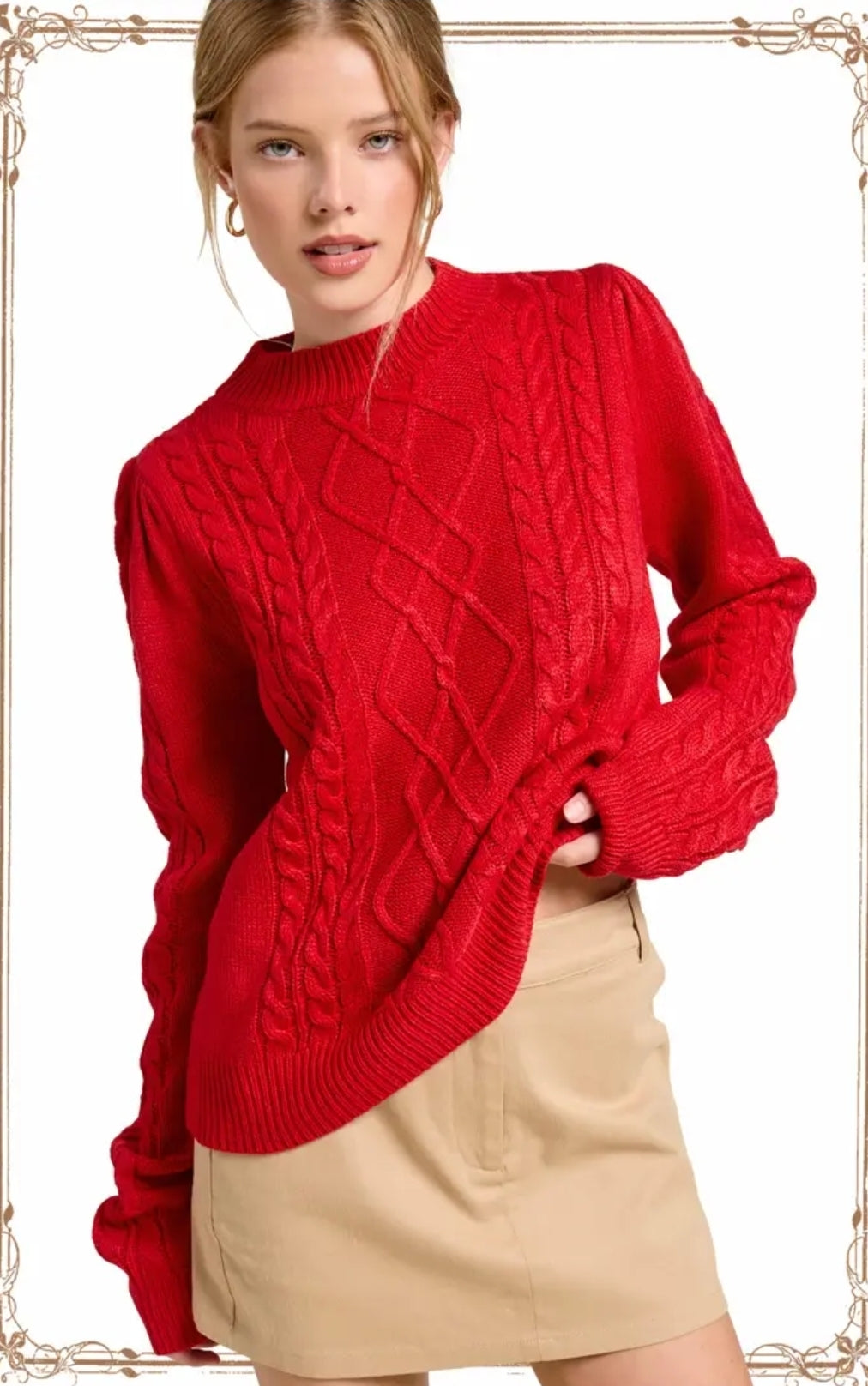 Super Soft Ribbed Crew Neck Cable Knit Sweater image 1