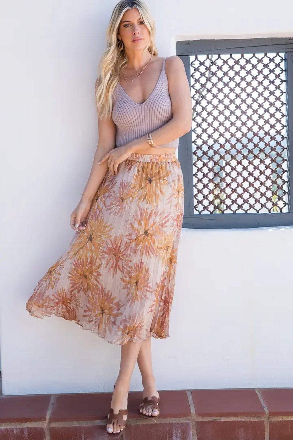 Pleated Floral Skirt image 6
