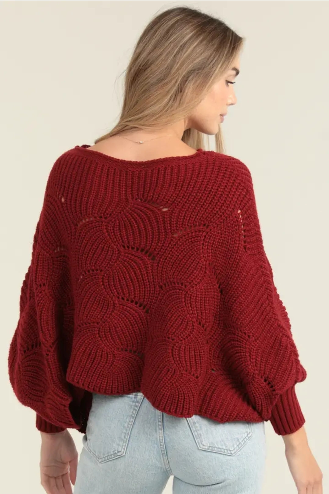 Cable Knit Pullover Bat Wing Sweater image 1