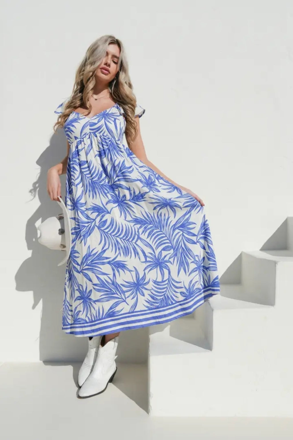 Tropical Printed Midi Summer Boho Dress image 1