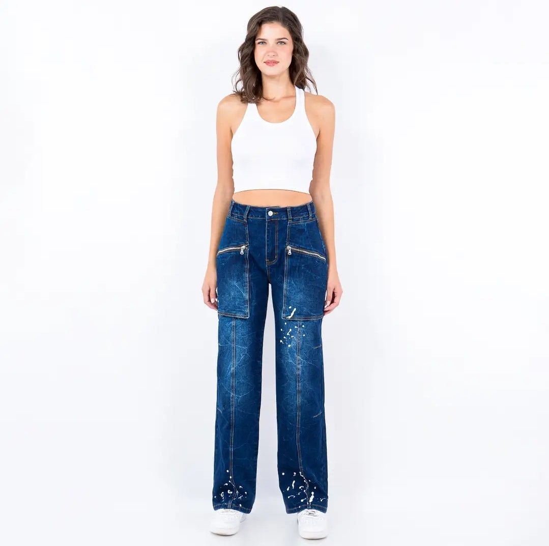 Paint Splashed Straight Fit Jeans image 0