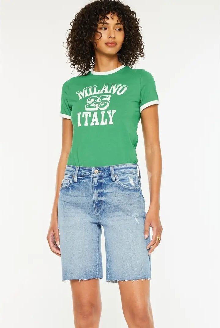 Mid Rise Relaxed Bermuda JEANS