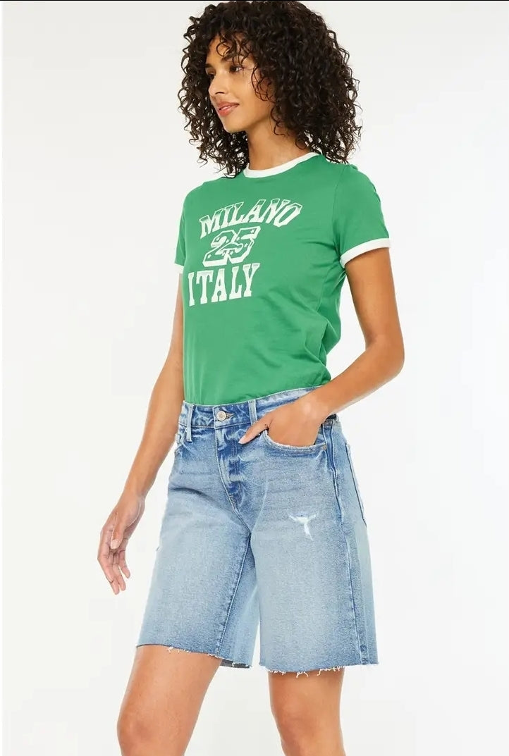Mid Rise Relaxed Bermuda JEANS