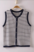 Stripe Knit Button Down Top