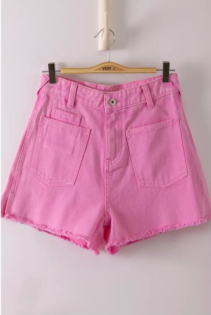 VERY Jean Button Tab Detail Washed Denim Shorts