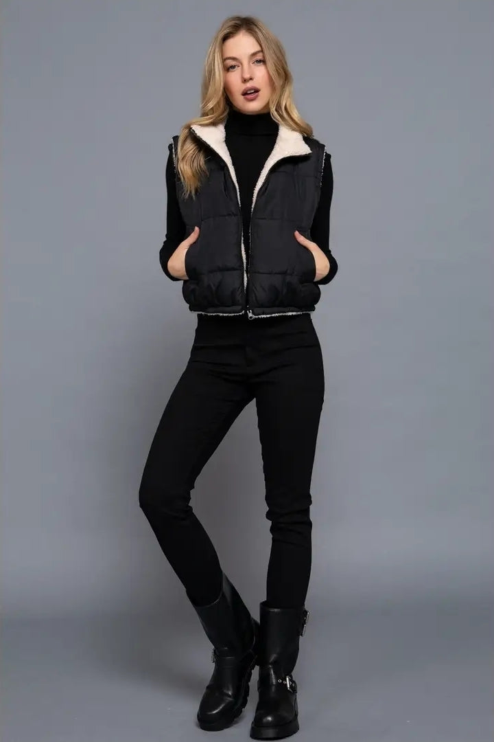Reversible Fur Padding Vest image 4