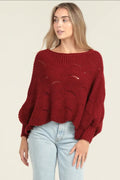 Cable Knit Pullover Bat Wing Sweater image 0