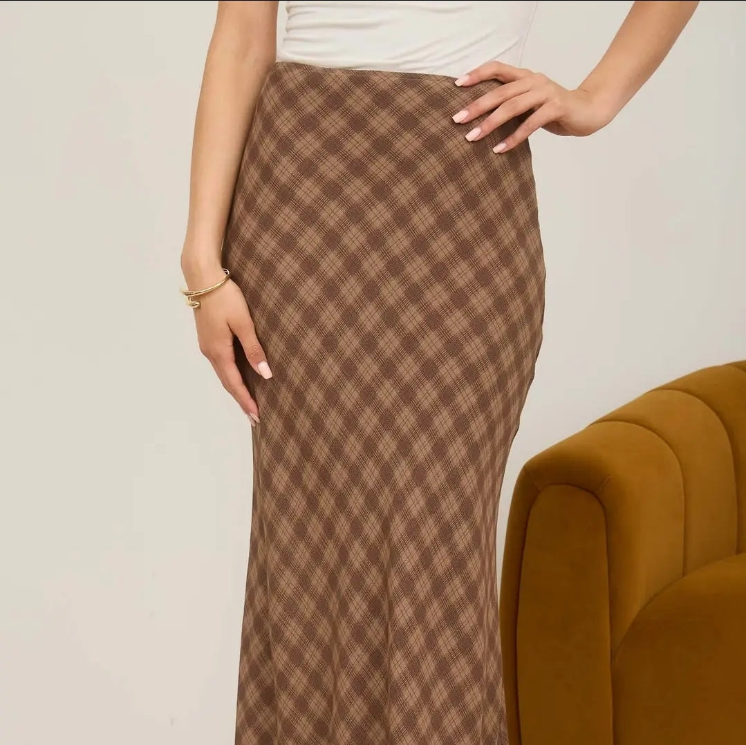 Plaid High Waist Midi Skirt image 2