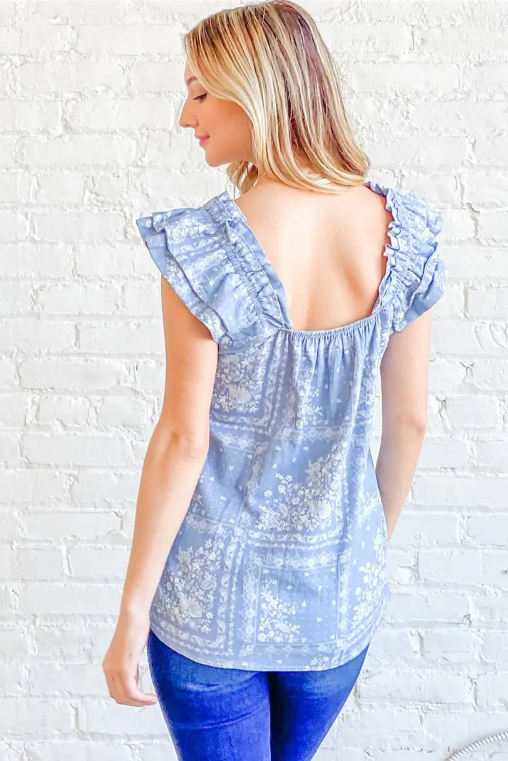 Boho Rayon Linen Ruffle Baby Doll Tank Top image 4