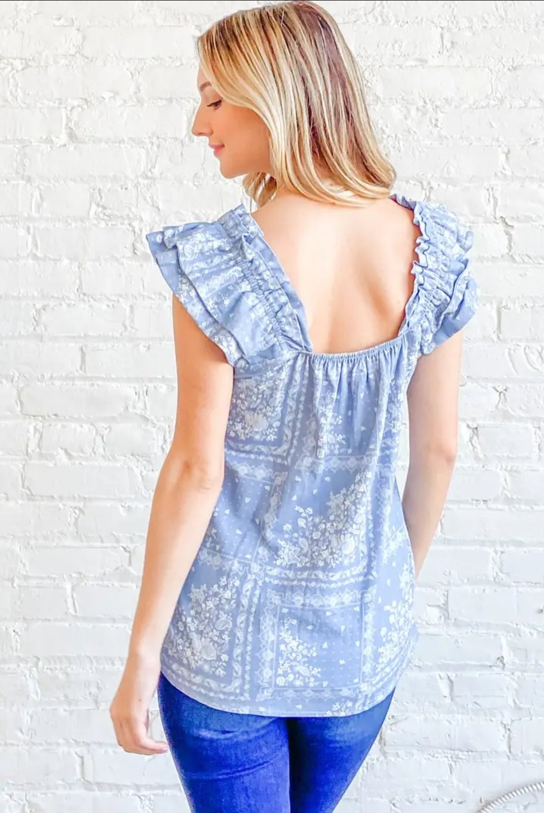Boho Rayon Linen Ruffle Baby Doll Tank Top image 4