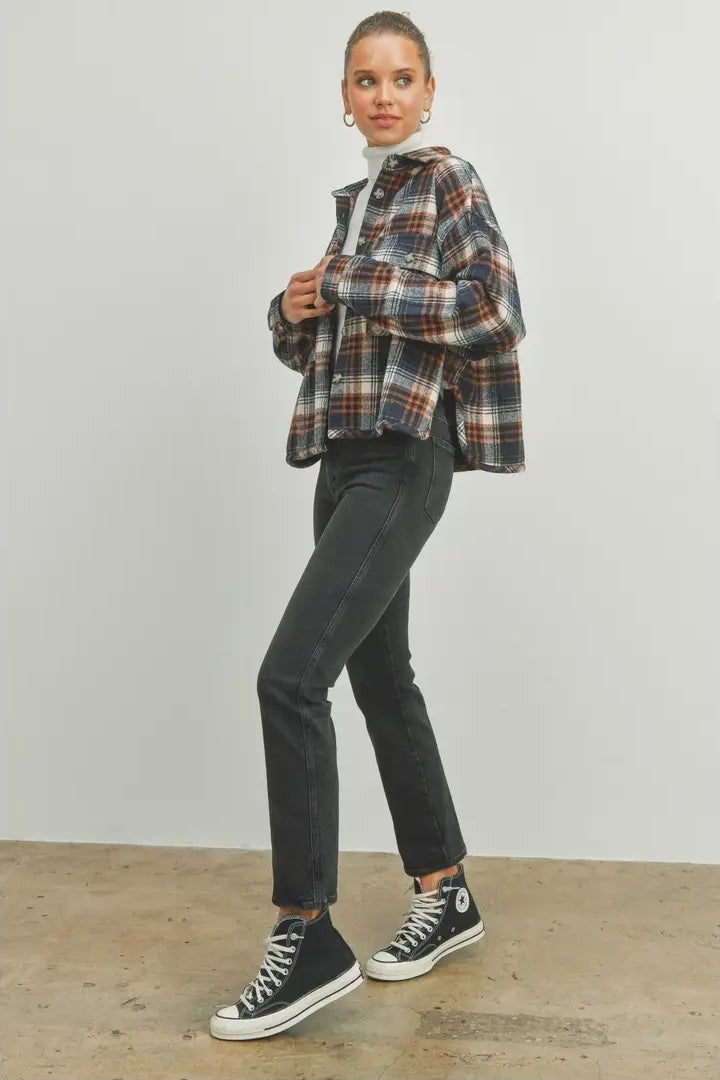 Plaid Crop Fall Shacket image 5