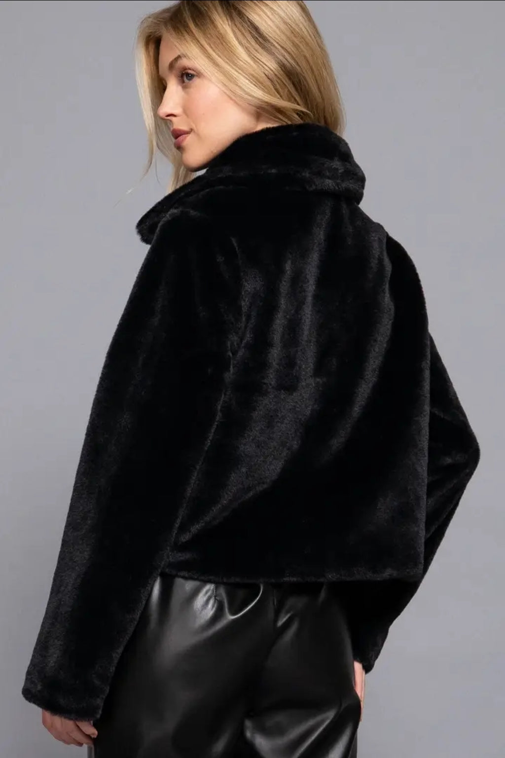 Long Sleeve Collar with Toggle Button Fur Duffle Jacket image 2