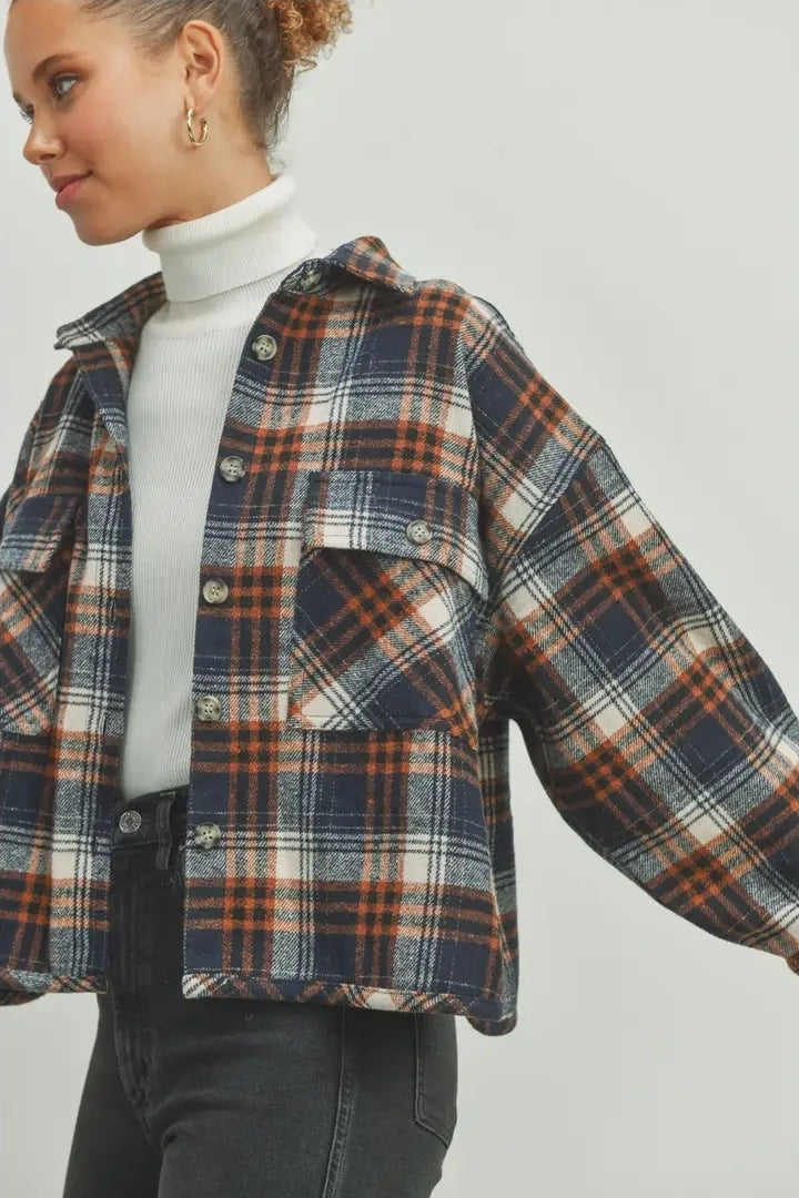 Plaid Crop Fall Shacket image 0