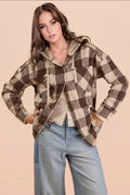 Oversized Flannel Hooded Button Down Jacket image 0