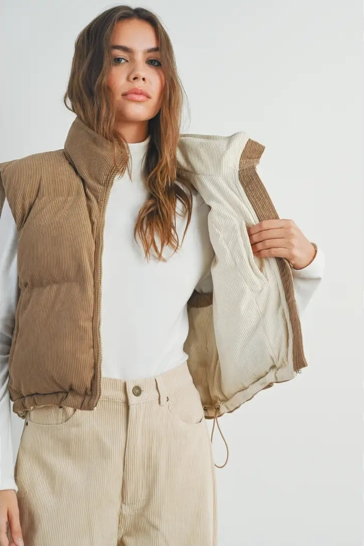 Corduroy Puffer Vest image 2