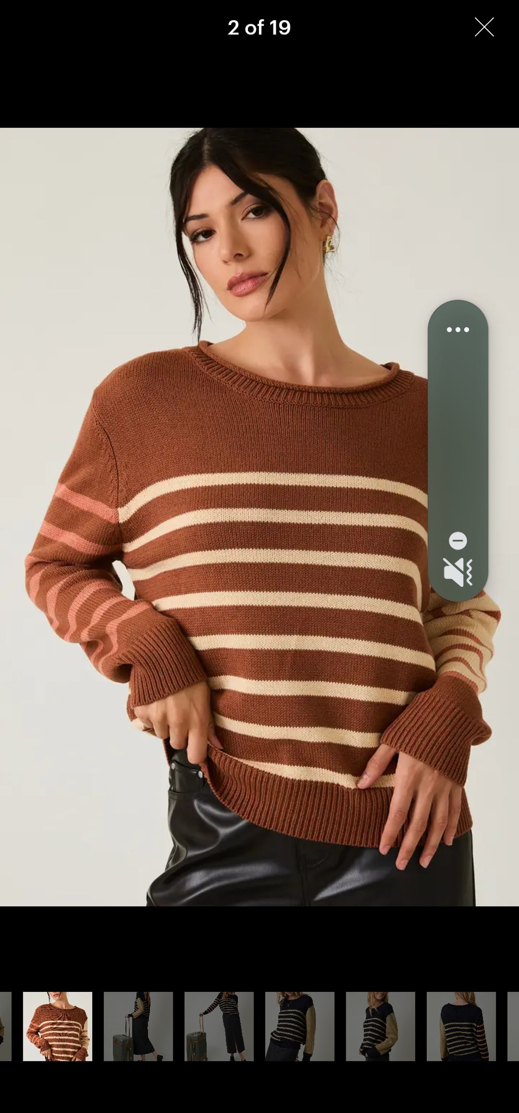 Round Neck Long Sleeve Stripe Light Weight Sweater image 9