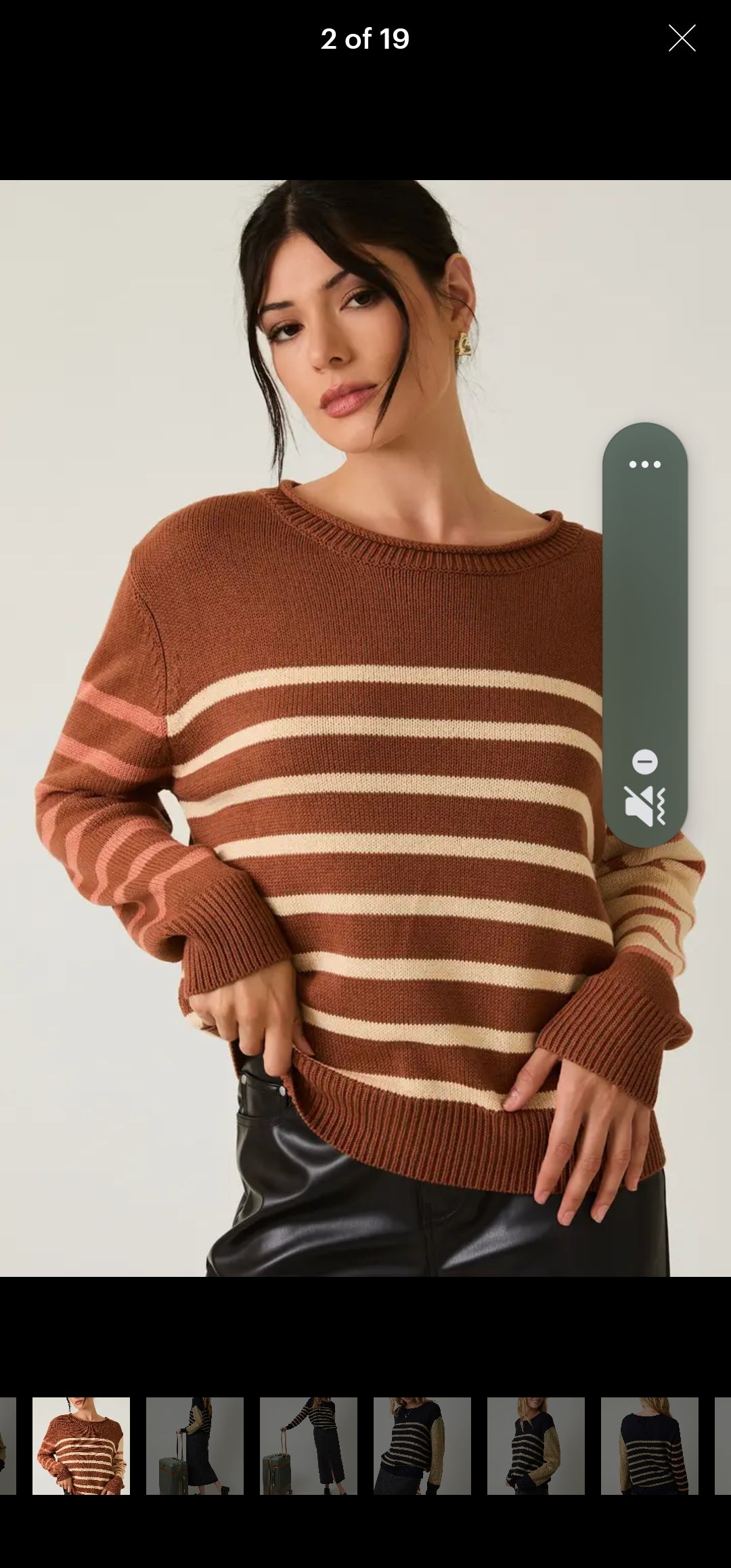 Round Neck Long Sleeve Stripe Light Weight Sweater image 9