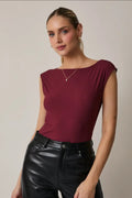 Boat Neck Sleeveless Open Back Bodysuit image 0