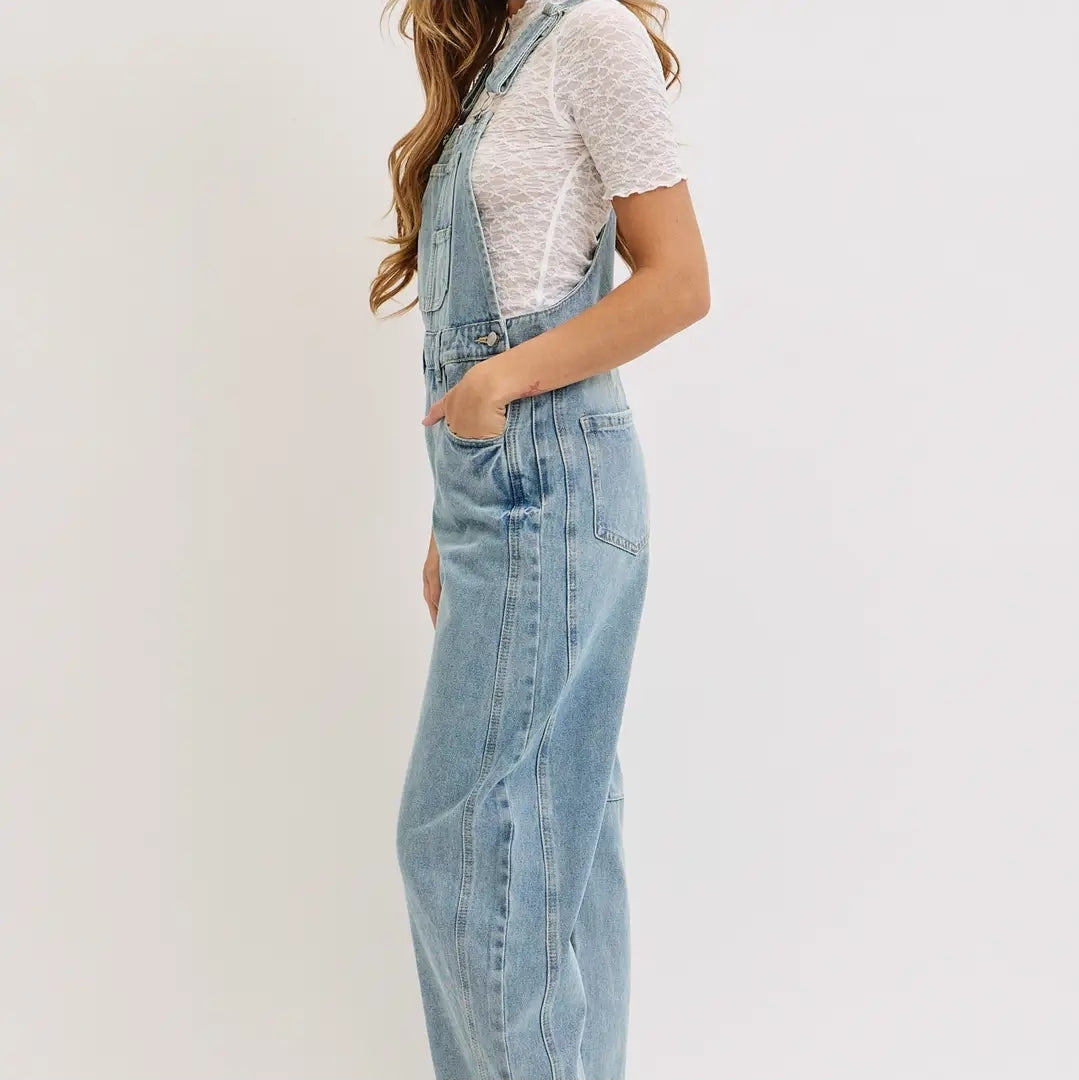 Barrel-Leg Denim Jumpsuit image 1