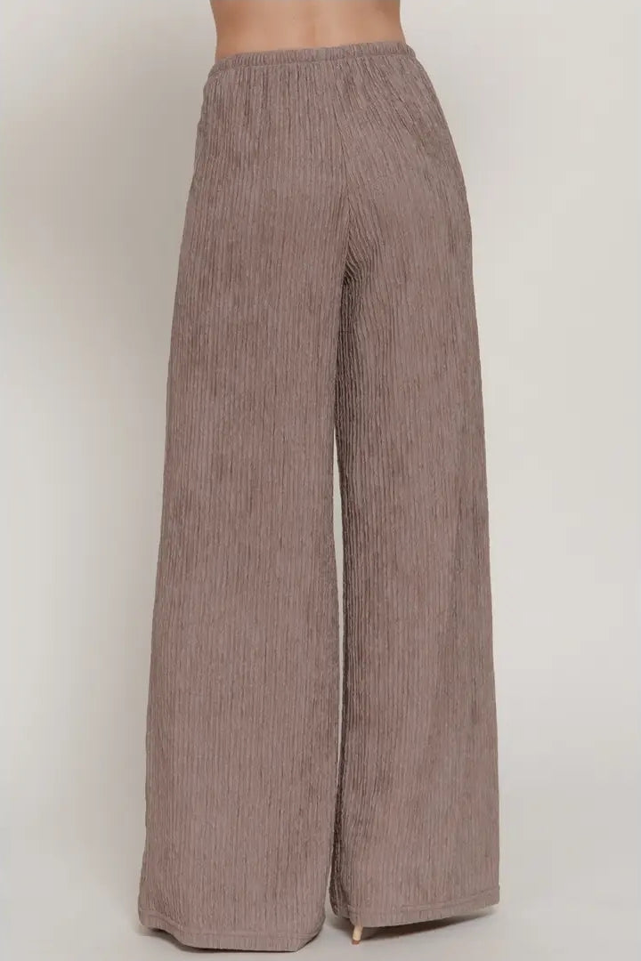 Waistband with String Crinkle Knit Long Pants image 4