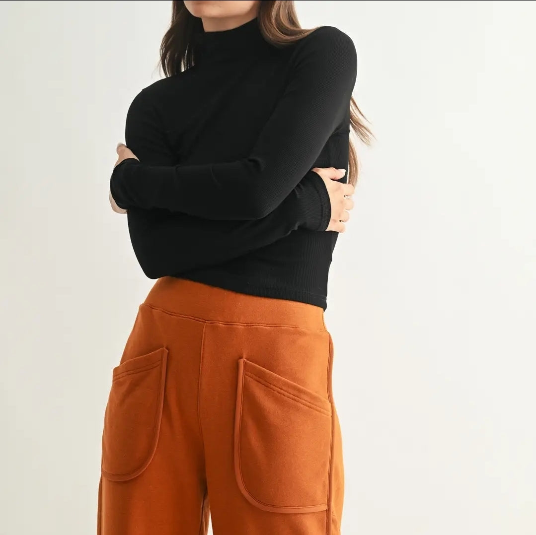 Micro Ribbed Long Sleeve Turtleneck image 1