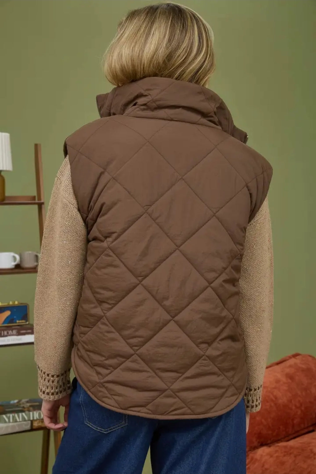 Quilted Zip Up Fleece Lined Puffer Vest image 3
