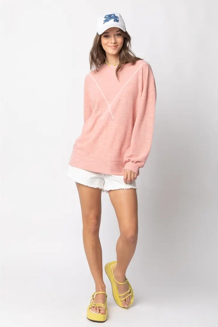 Ribbed Knit V Stitch Top image 6