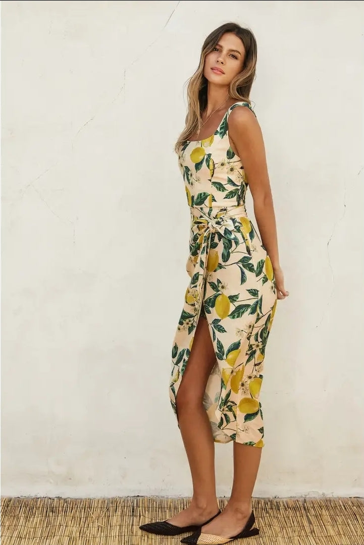 Vintage Lemonade Tulip Hem Midi Wrap Dress image 2
