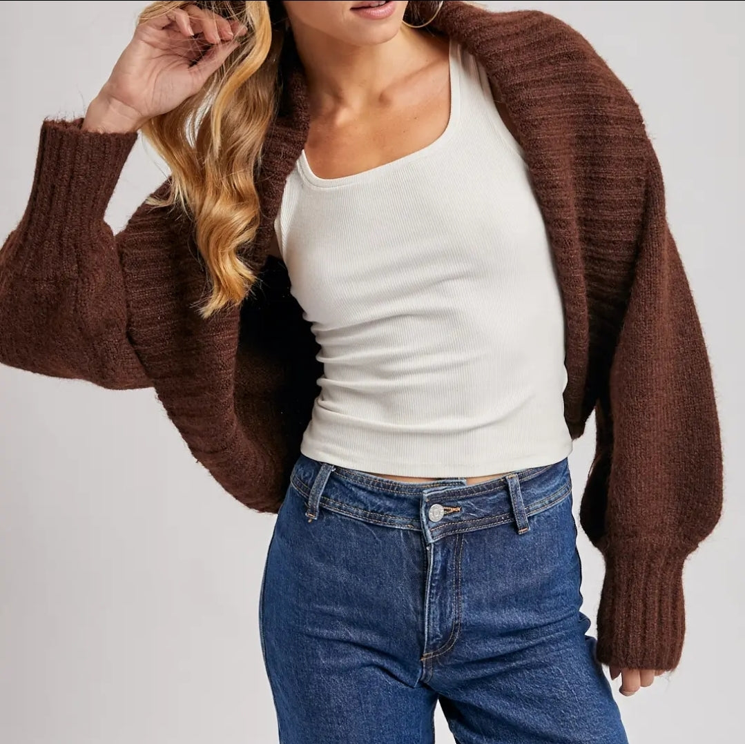 Cropped Chuncky Knit Sweater Shrug image 1
