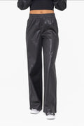 Glossy Leather Look Wide Leg Flare Pants image 0