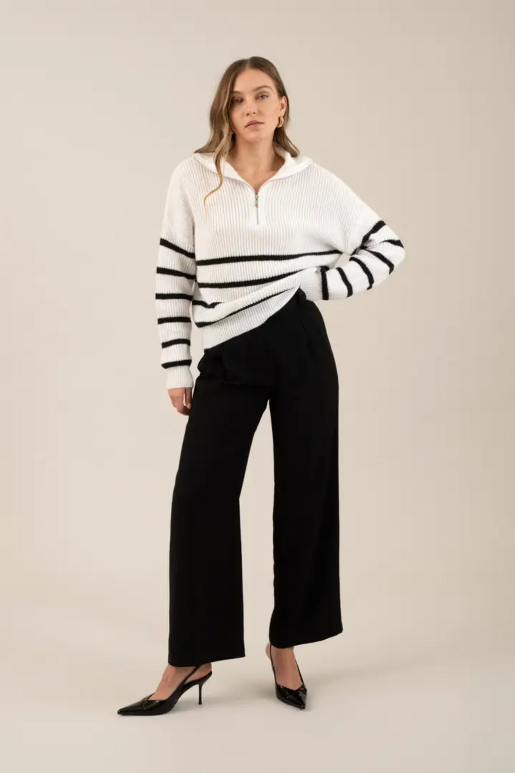 High Waist Wide Leg Pleated Dress Pants image 1