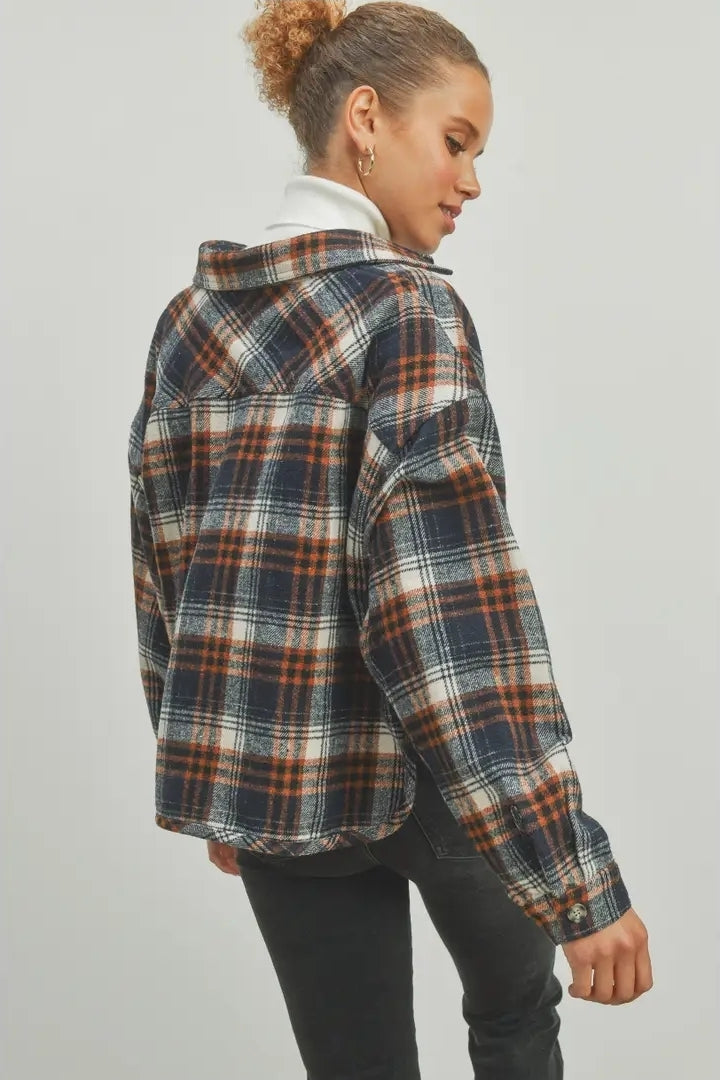 Plaid Crop Fall Shacket image 4