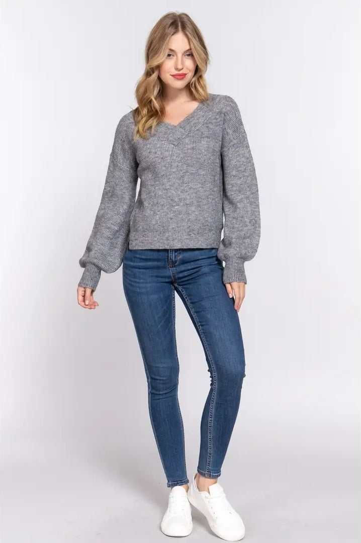 Long sleeve double v-neck  sweater
 image 0