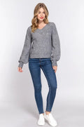 Long sleeve double v-neck  sweater
 image 0