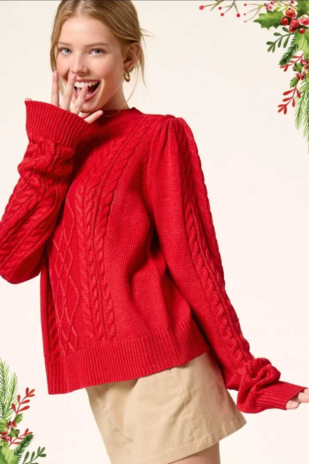 Super Soft Ribbed Crew Neck Cable Knit Sweater image 0