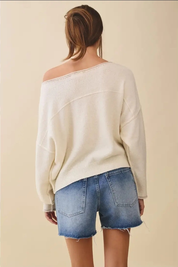 Relaxed Drop Shoulder Fuzzy Knit Pullover image 4