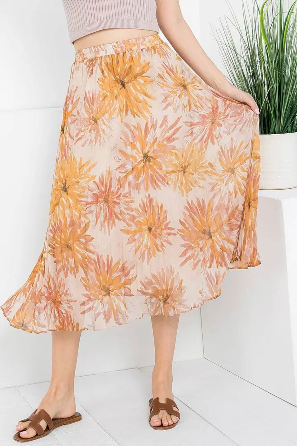 Pleated Floral Skirt image 4