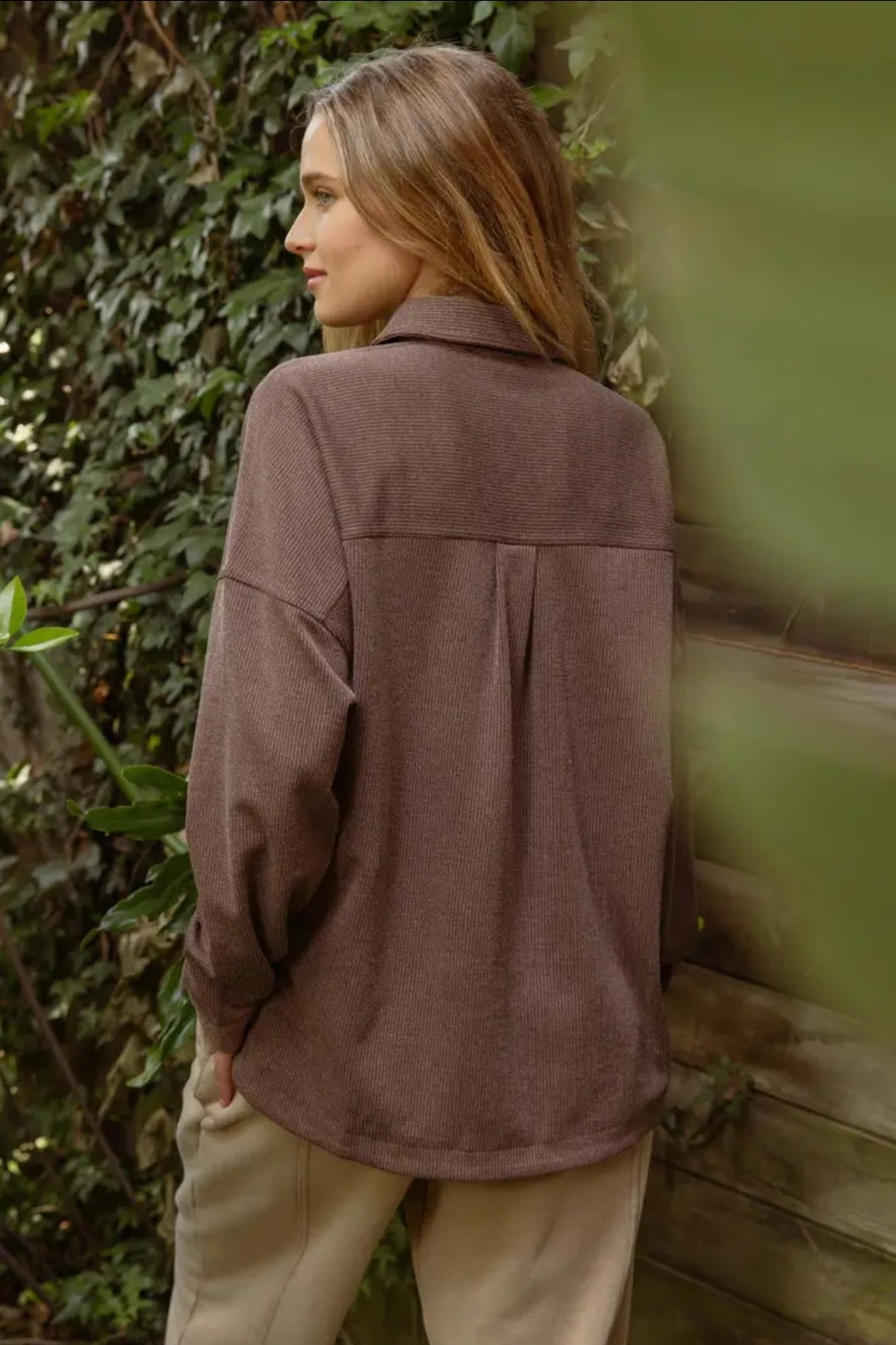 Oversized Pinstripe Collared Button Down Shacket image 2